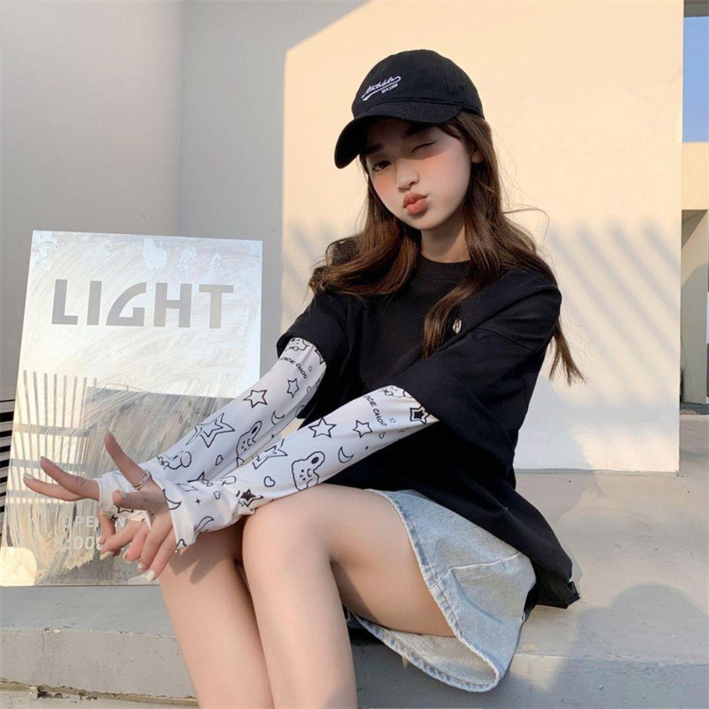 Anti-UV Sun Protection Sleeves Stars Pattern Ice Silk Sleeve New Arm Sleeve  Outdoor