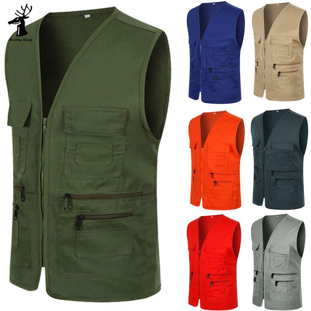 РА Мужчины Блузка Случайный британский костюм Multi Карманный куртка Пальто zipper sleeveless Вест – купить по низким ценам в интернет-магазине Joom