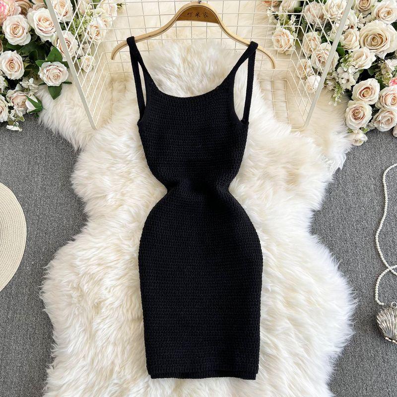 Pure Desire Sexy Sexy Knitting Sling Dress Women's Summer New Arrival Silm Slim Looking Sheath Bottom Sleeveless Skirt