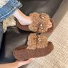 Fluffy Retro New Super Fire Thick Bottom 2025 Height-increasing Fluffy Slippers Women Wear Autumn and Winter Cotton Slippers