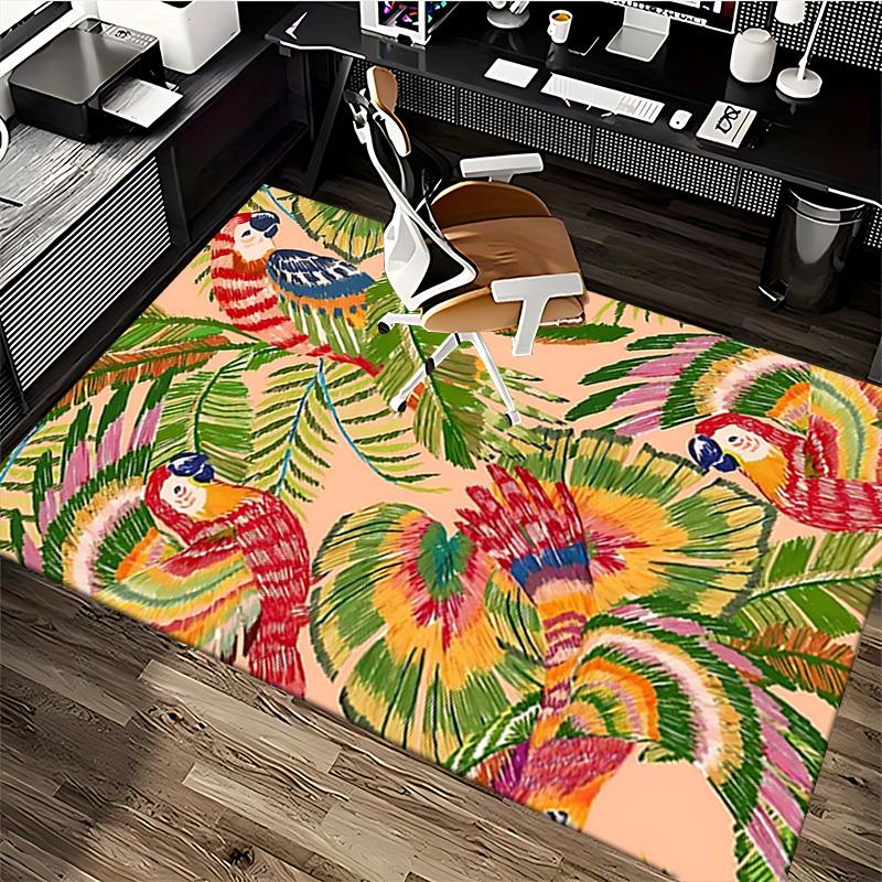 1pc Parrot Paradise Chair Mat: Anime Cartoon Design, Non-Slip Carpet for Office and Home Decor - Perfect Gift for Any Season!A060