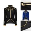 Blazer Lussuoso da Uomo Principe di Palazzo Ricami Dorati Giacca Slim Fit per Divertimento di Halloween