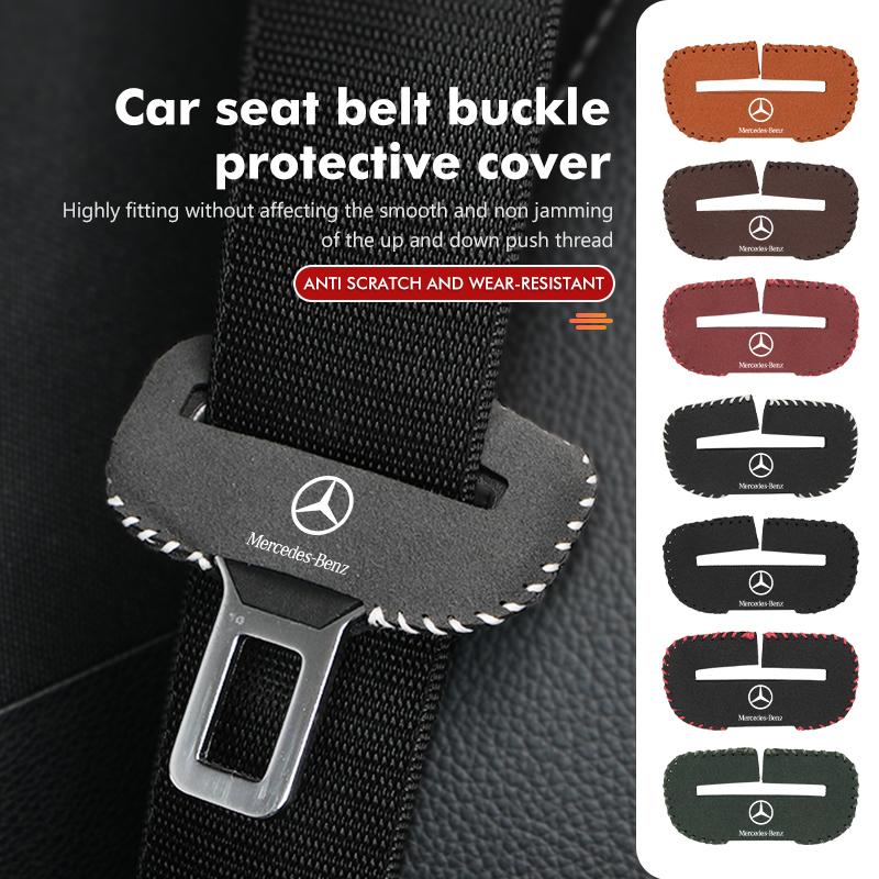 FA02Car Seat Belt Buckle Clip Protector Suede Anti-Scratch Cover For Benz W202 W212 W126 W140 W168 W177 CLS GLE GLC GLS CLA