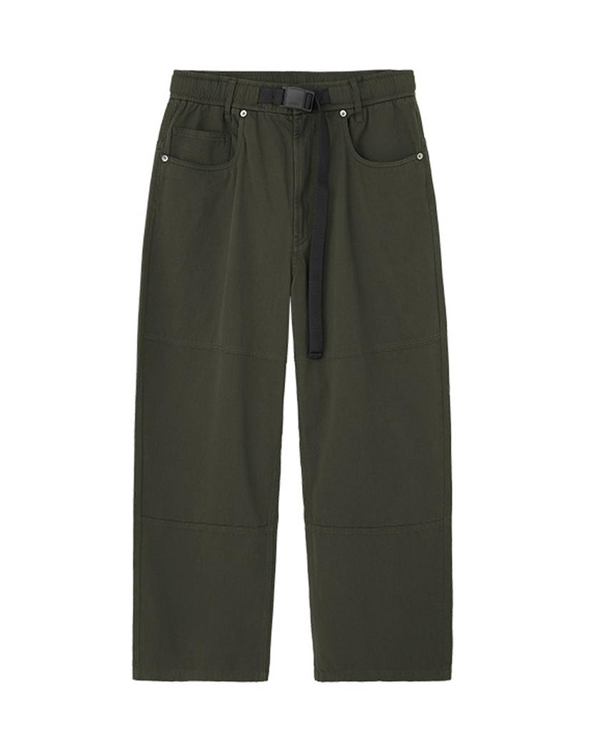 Beoteunseoul Gorpcore Double Knee Webbing Belt Cotton Pants (3 Colors)