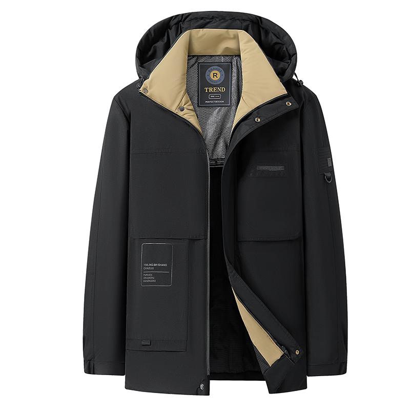 

Men s Oversized Winter Loose Fitting Detachable Hat Cotton Jacket, Bread Jacket, Medium To Long Warm Cotton Jacket L чёрный