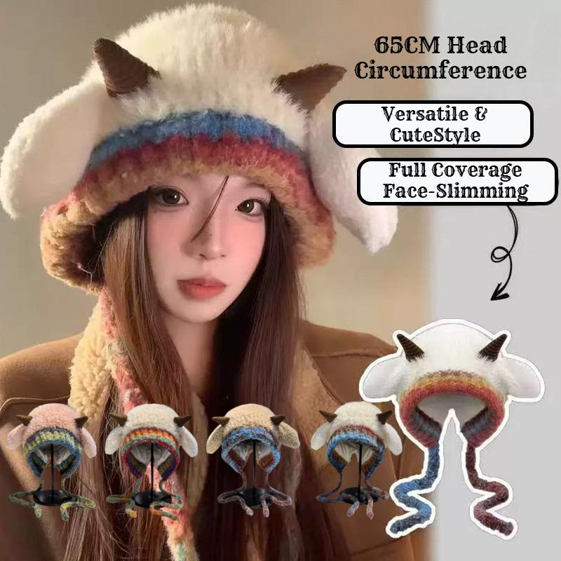 1pc Winter Warm Beanie Hat for Women,outdoor Leisure Ear Flaps Fleece Lined Skullcaps, Warm Knitted Caps for Dailywear,Travel
