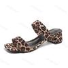 Fashion 2025 Summer New Women's Leopard Print Fashion Squared Toes Slippers Thick Heel Straight Strap Comcise Designed Open Toes Sandals