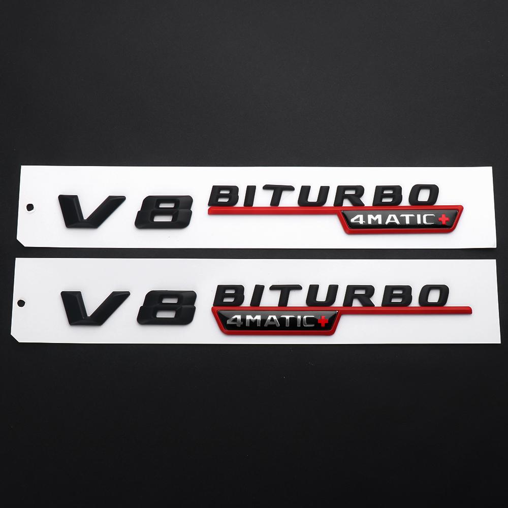 ABS V8 BITURBO 4MATIC Badge Sticker Car Body Trunk Fender Decoration For Mercedes Benz AMG W203 W206 W220 W205 W211 W210 W108