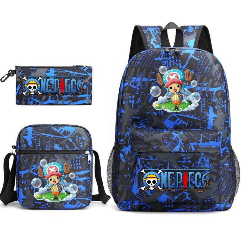One Piece Anime Backpack Kids School Use Large Capacity Oxford Fabric Dual Shoulder Bag With Padded Straps