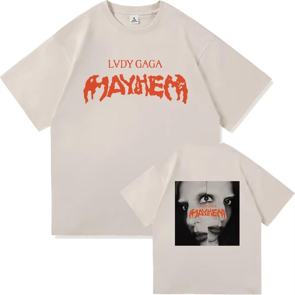 Lady Gaga Mayhem 2025 New‑Album Graphic Print Unisex Vintage Harajuku‑Style High‑Quality Fan Fashion Women And Men T-Shirt