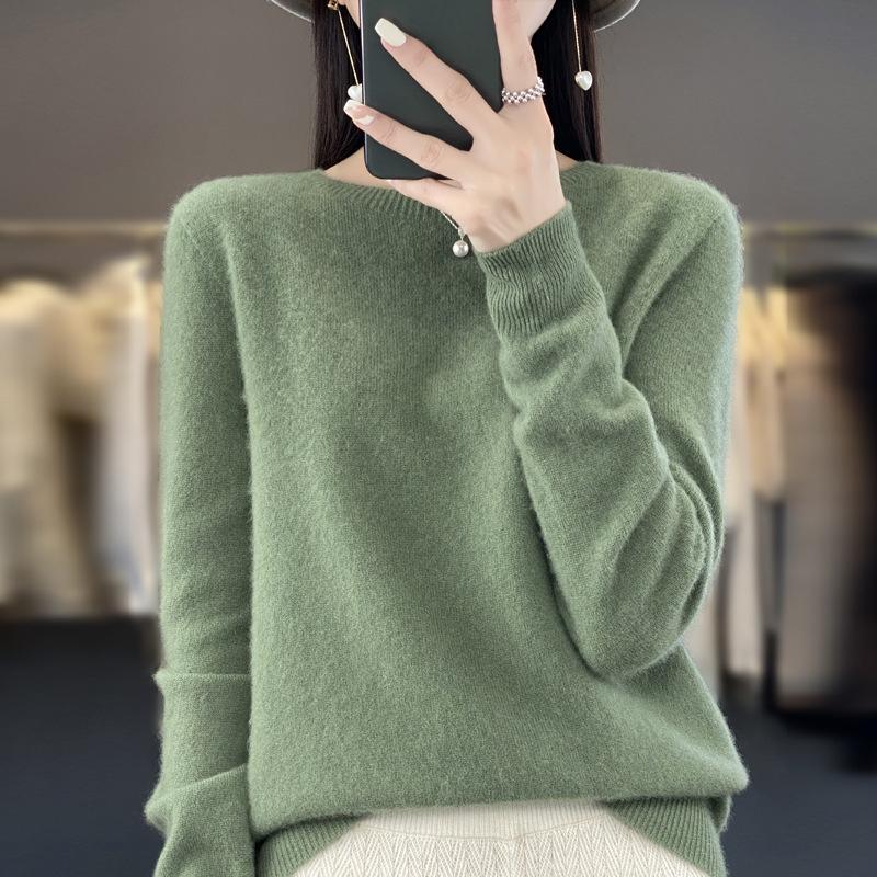 

DAFIFY Женская мода повседневная осень-зима однотонный принт длинный рукав О-образный вырез свитера S бирюзовый зеленый