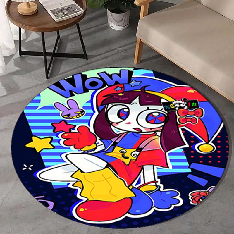 1PC Digital Circus Adventure Round Rug, Non-slip Chair Mat, Home Decor, Circle Carpet Perfect for Office, Bedroom, Living Room,Christmas gift