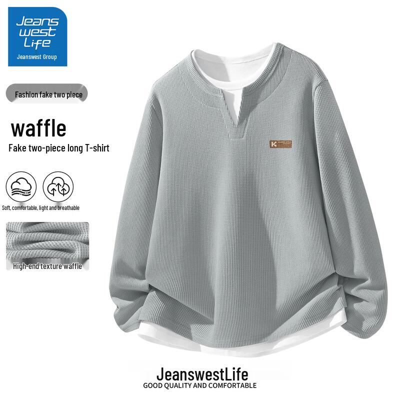 Jeanswest Life Men's Waffle Knit Long-Sleeve T-Shirt