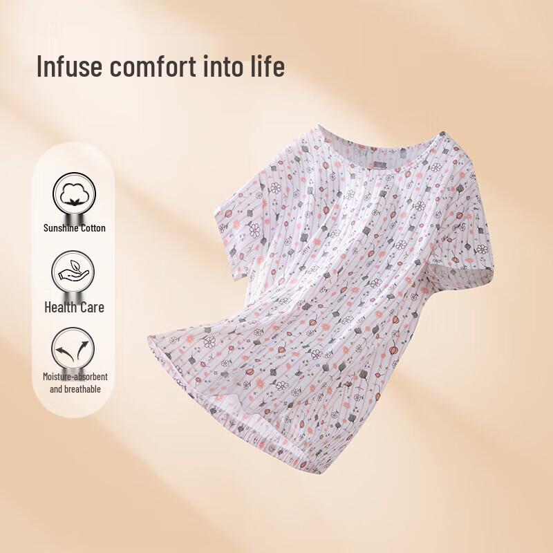 Yiershuang Women's Pure Cotton Short Sleeve Lounge T-Shirt