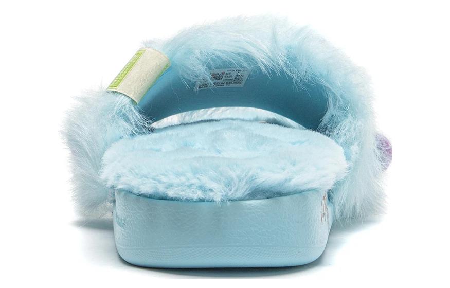 DISHINIGUAISHOUDAXUE X Li Ning Ln Slipper Se Fleece Lined Comfortable And Versatile Slide Slippers Women's Blue AGAT024-1