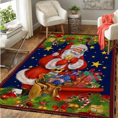 Christmas Santa Claus Carpet for Living Room Decor Hallway Balcony Long Carpet Sofa Table Large Area Rugs Anti-slip Bedroom Mat