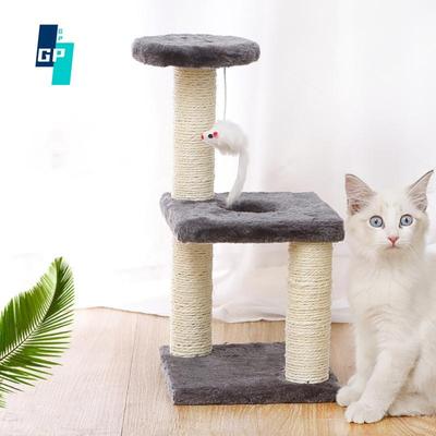 Cat Tree Wieża dla kota Trzykolumnowa trójwarstwowa kwadratowa platforma do wspinaczki dla kota Skacząca zabawka dla kotka