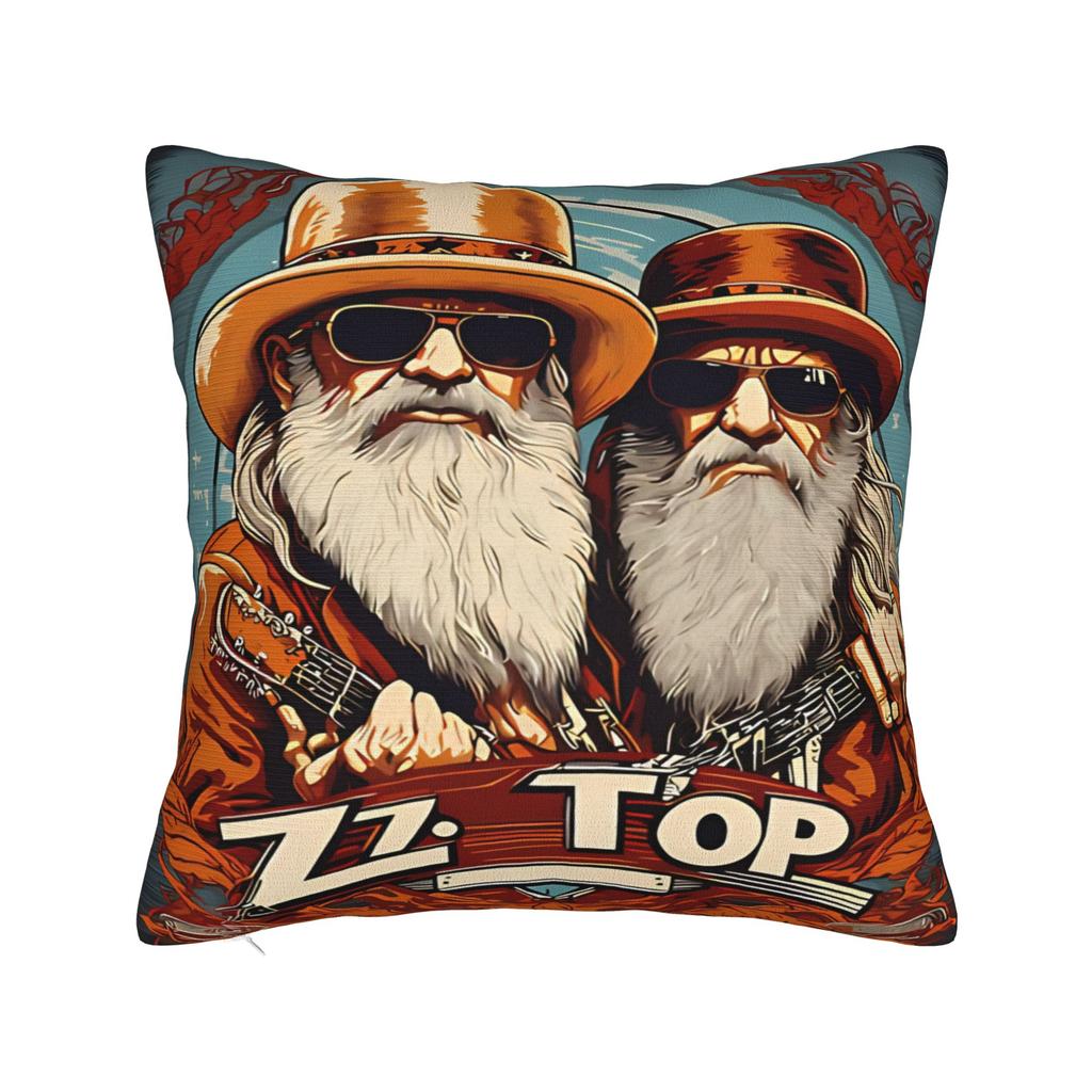 Band Zz Top Kissenbezug Quadratischer Kissenbezug Neuartiger Kissenbezug für Couch Sofa Schlafzimmer