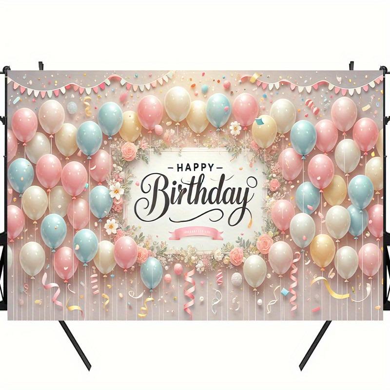 Soft-colored Balloon Birthday Banner - Photography Background Cloth Suitable for Party Decoration and Taking Photos No powerZ