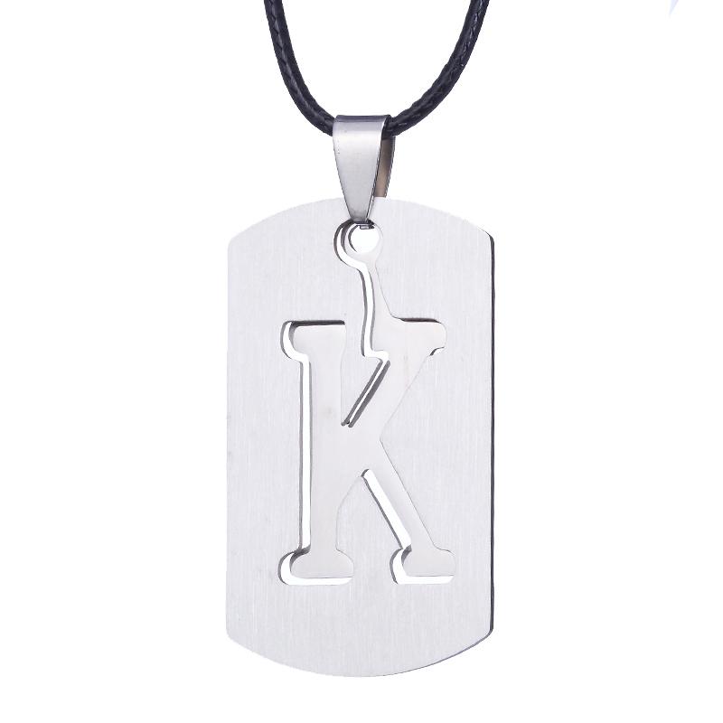 ZRM Jewelry Stainless Steel 26 English Alphabet Pendant Necklace Men Jewelry Personality Hollow Letter Pendant Friends Gifts
