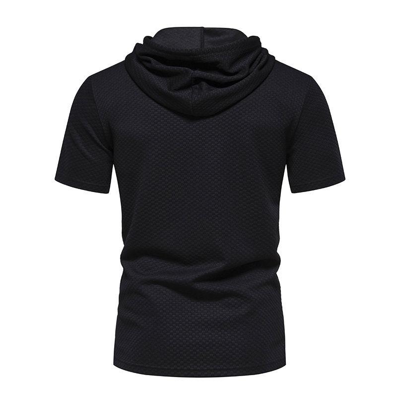 Men's Waffle Short Sleeve Hoodie Lightweight Pullover Summer Casual Hooded Sweatshirts Breathable T-Shirts Moisture Wicking Dry Fit Shirts for Men