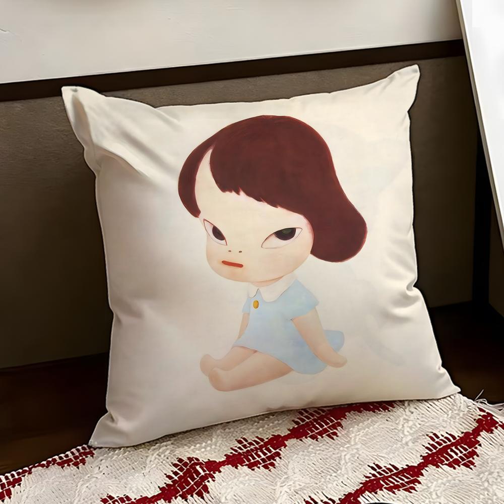 YYoshitomo Nara Art Cushion Cover Reversible Soft Durable Pillow Cover Home  Car MultiScene Use for Daily Comfort