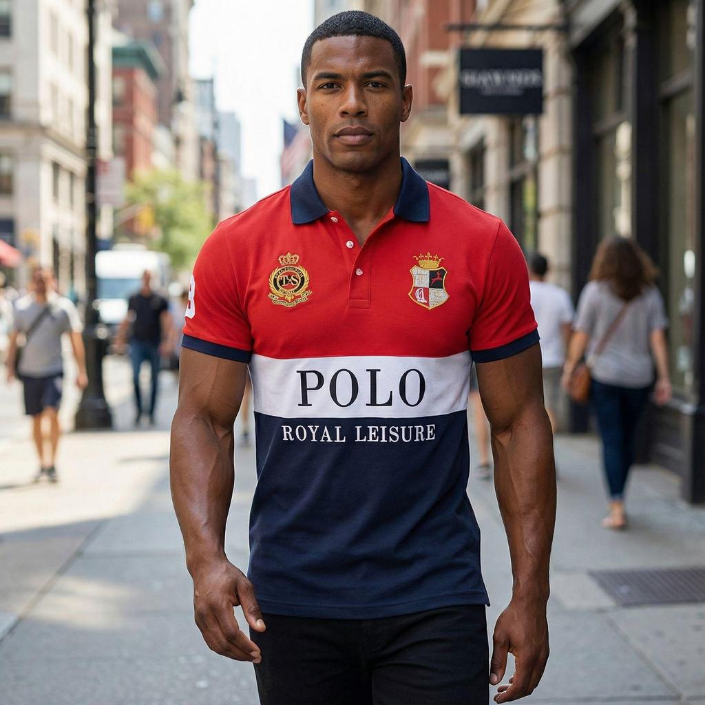 European and American Men's Short Sleeve Polo - British Style Sports Casual Cotton Embroidered Plus Size