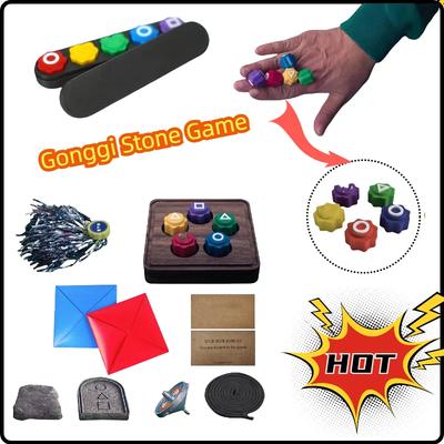 Stone Games Traditional Korean Tossing Stress Relief Game Funny Board Game Tossing Calarmar Gong Gi Game Set