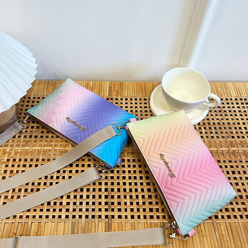 Torba na ramię w kolorach tęczy Nowa wysokiej klasy torba na telefon komórkowy Damska koreańska wersja damskiej małej torebki crossbody na ramię