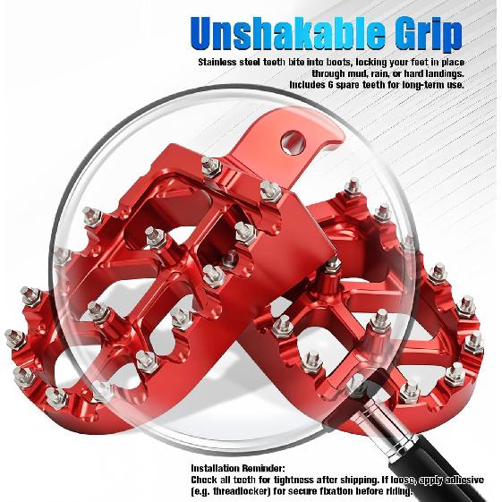Mini Bike Foot Pegs CNC for CT200U CT200U-EX BT200X CT100U Mega Moto Trail 100cc 212cc 196cc Red,Wider MX Style Footpegs Foot Rest