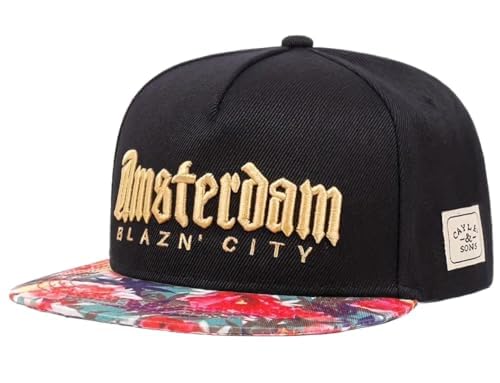 

Sproutsy Amsterdam Blazen City Snapback Cap, Men s Flat Visor Cap (JP, Numeral Size, 56.0 cm, Gold)