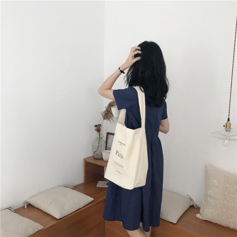 Literary small fresh canvas bag hand-held cloth bag shopping bag printed letters female