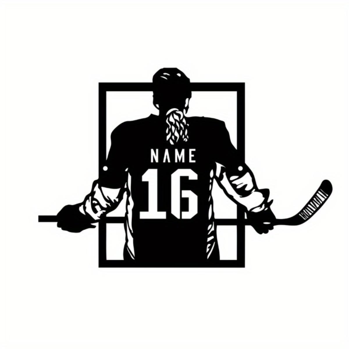 Custom Metal Wall Art, Hockey Player Gift for Boy Bedroom, Personalized Sign with Name Number M чёрный