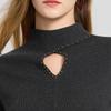 Women's Hollow Knit Half-High Collar Long Sleeve Top