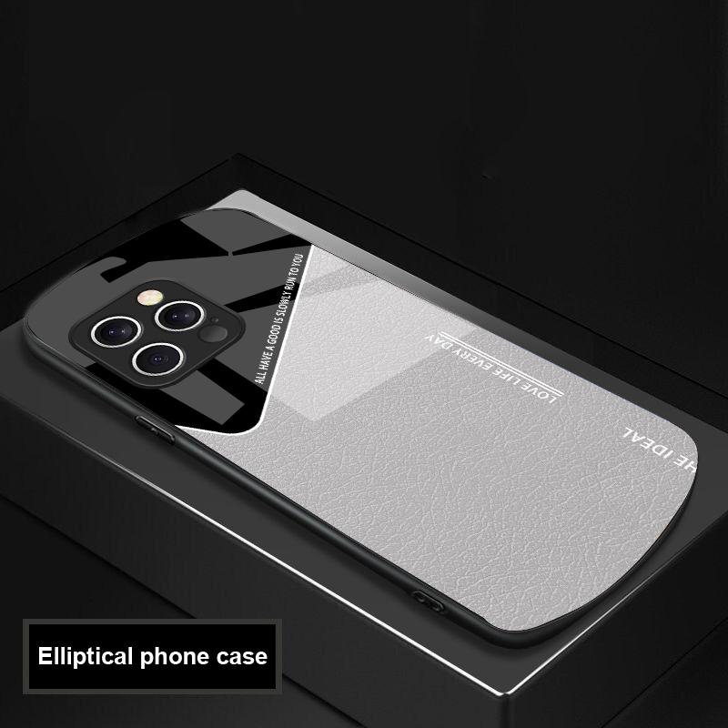 Leder-Gitterelement für iPhone 16 Pro Max 15 Pro 14 13 12 Mini 11 XS Max XR 7 8 Plus SE 2022 Elliptische Glas-Handyhülle