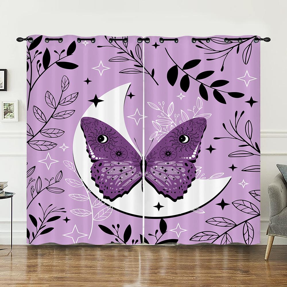Curtains Animal Butterfly Dark Wind Flower Curtains Bedroom Living Room Blackout Curtain Perforated