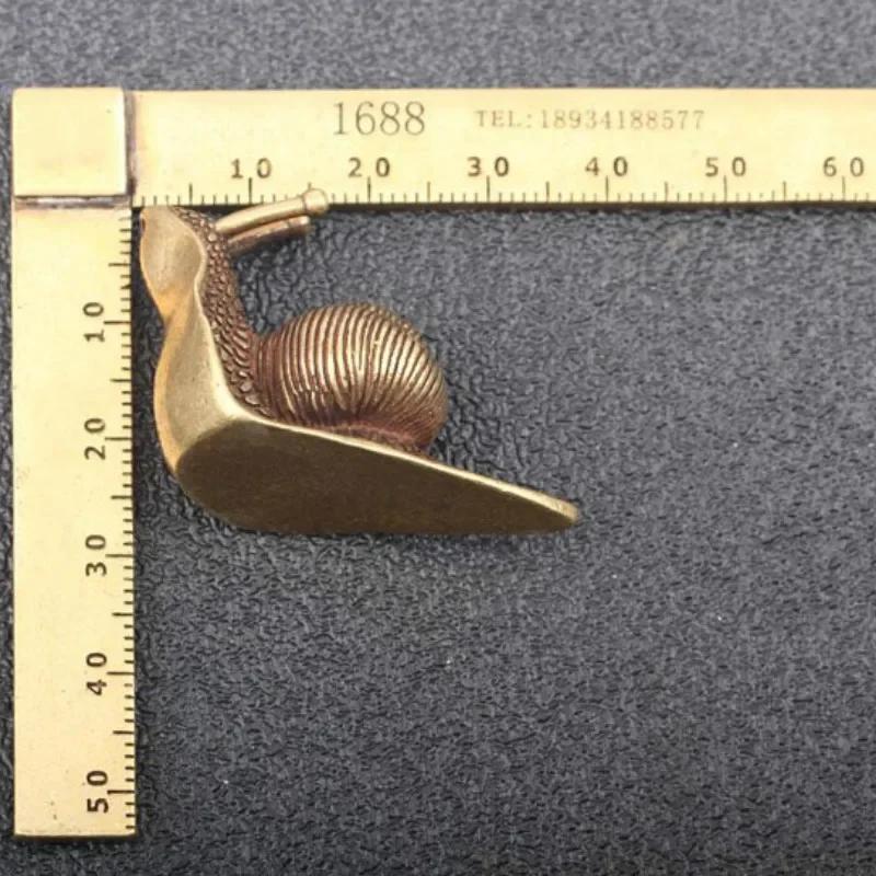 Mini Snail Personality Retro Pure Copper Statue Ornaments Desk Antique Brass Tea Pet Collection Home Decorations for Living Room