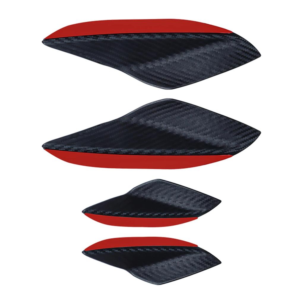 4Pcs Car Spoiler Canards Set Soft Decals Auto Collision Strip Carbon Fiber Pattern Front Bumper Lip Splitter Diffuser Spoiler