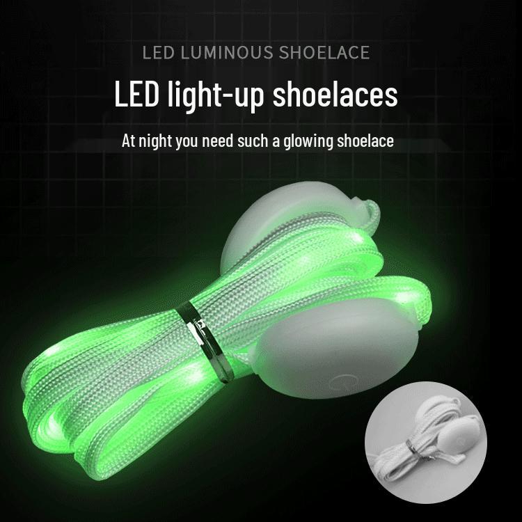 Eighth-Gen LED Light-Up Nylon Shoelaces with Seven-Color Beads for Outdoor Night Running & Cycling