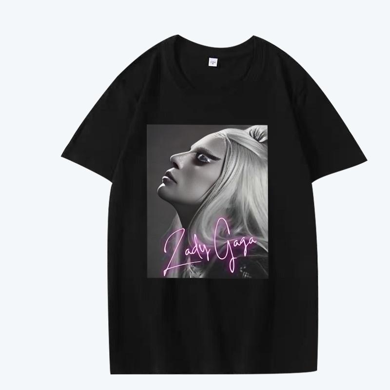Lady Gaga Hudební zpěvačka Tričko Unisex Dámské Oversized 100% Bavlna Horký Výprodej Krátký Rukáv Letní Módní Potisk Unisex Větší Velikosti Topy