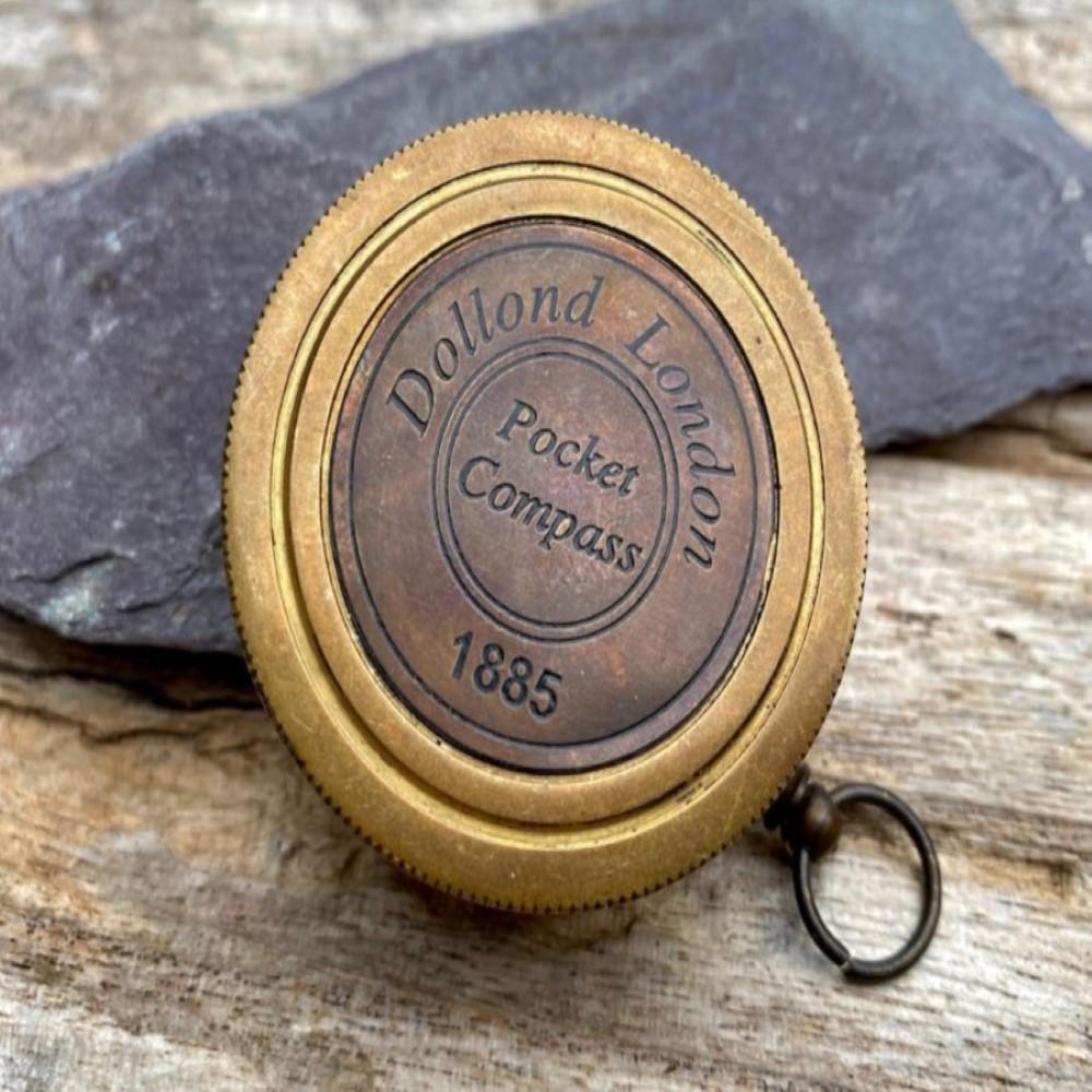 Vintage Brass Pocket Compass with Sundial – Handmade Steampunk Design, 5 Cm Diameter