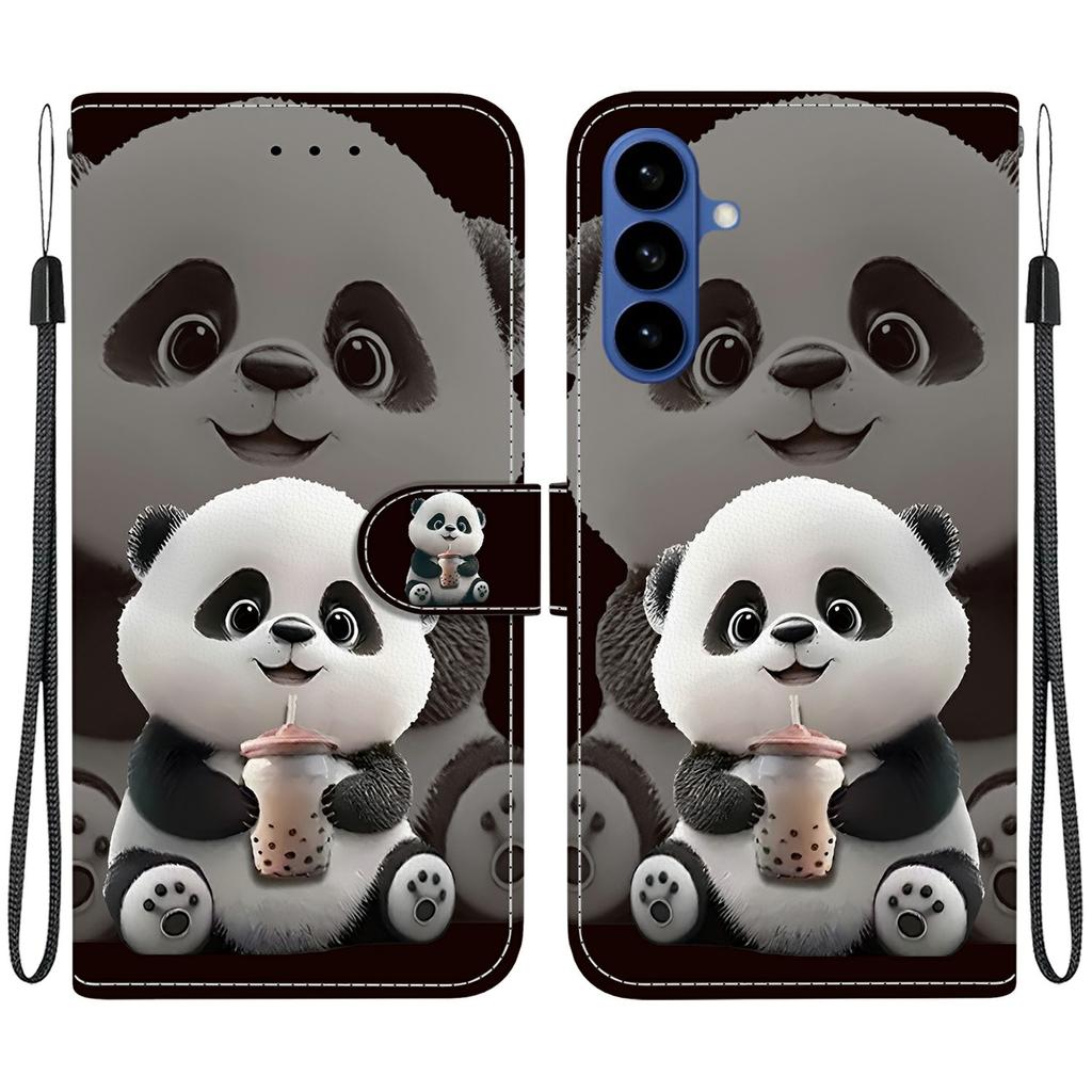 For Samsung Galaxy A57 5G Leather Case Stand Wallet Pattern Printing Phone Cover with Wrist Strap