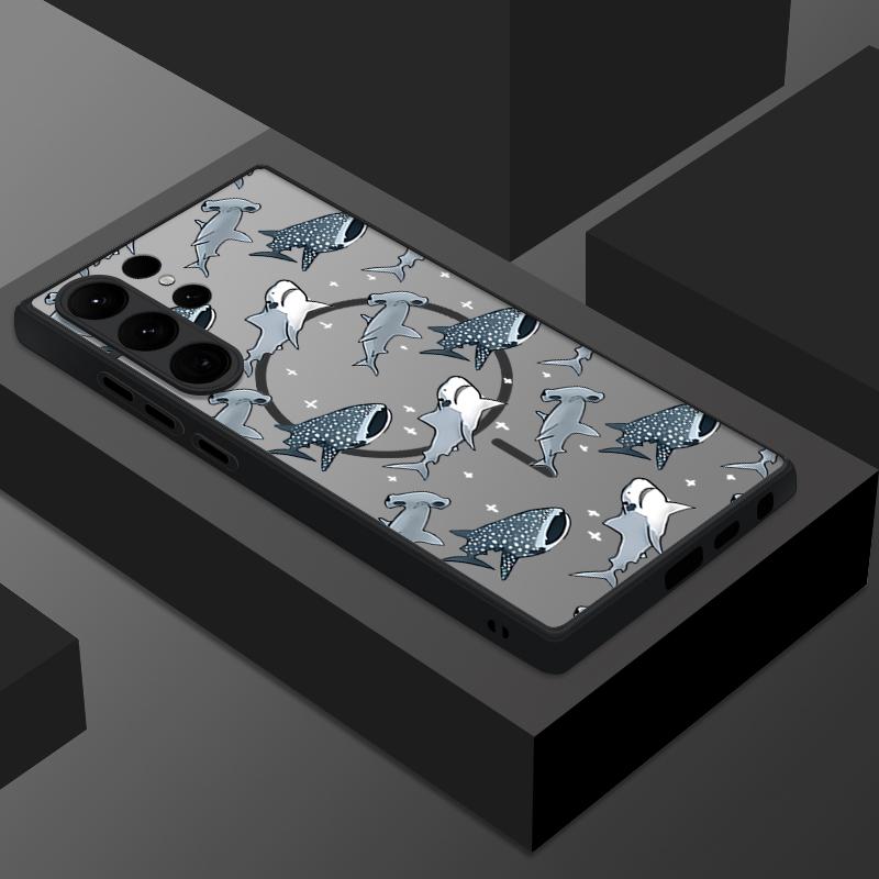 Magnetic Phone Case For Samsung Galaxy S25 Edge S24 S23 Ultra S22 Plus S21 S20 S24 FE For Magsafe Sea Turtles Whales Matte Cover