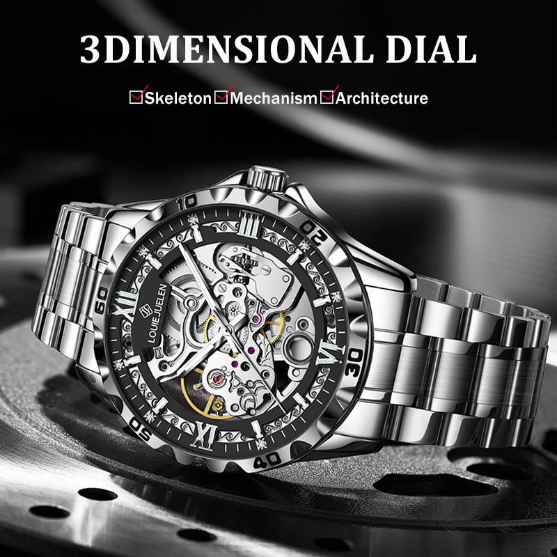 Hollow Skeleton Men's Mechanical Wristwatches Fashion Luminous Watch Men Business Waterproof Automatic Watch For Men