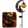 Iron Black Cat Moon Ground Lamp Waterproof Solar Garden Light Auto On/Off for Outdoor Lawns Courtyards Yards Patio Pathway Halloween Decor