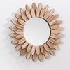 Rustic Wood Sunflower Decoration Wall Mirror Flower Wood Frame Hanging