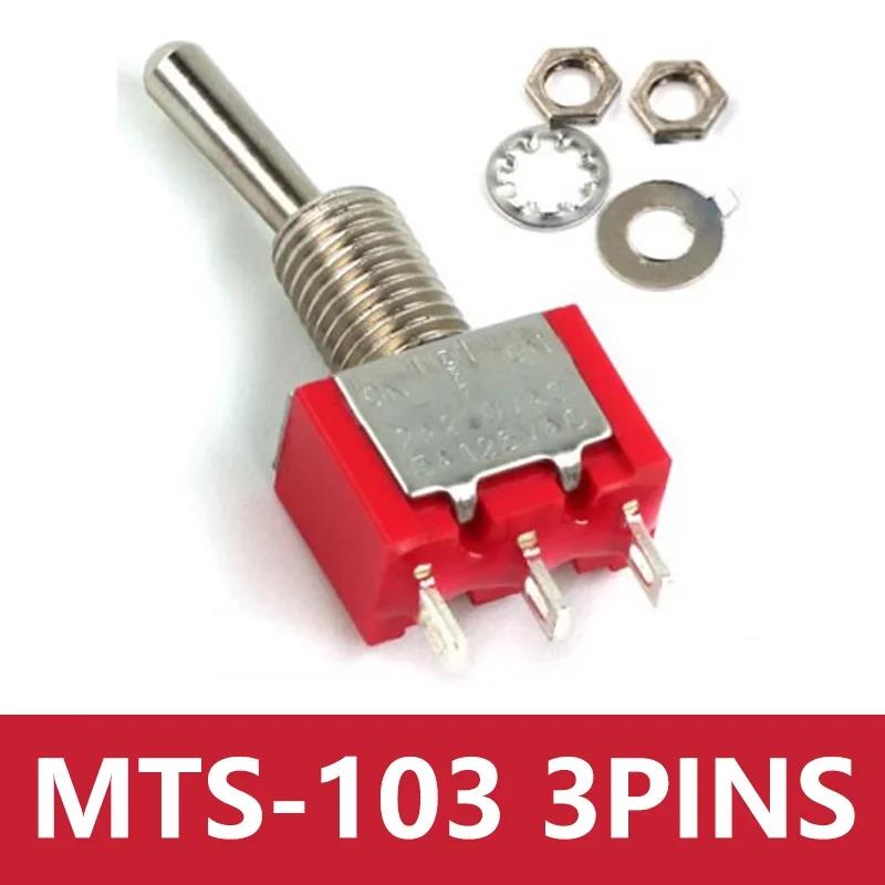 10pcs 3/6 Pin Mini Switches MTS-102 103 MTS-202 203 Toggle Switch ON-OFF-ON Micro Switch with Solder Terminal Waterproof Cap Switches Oil Pressure 6