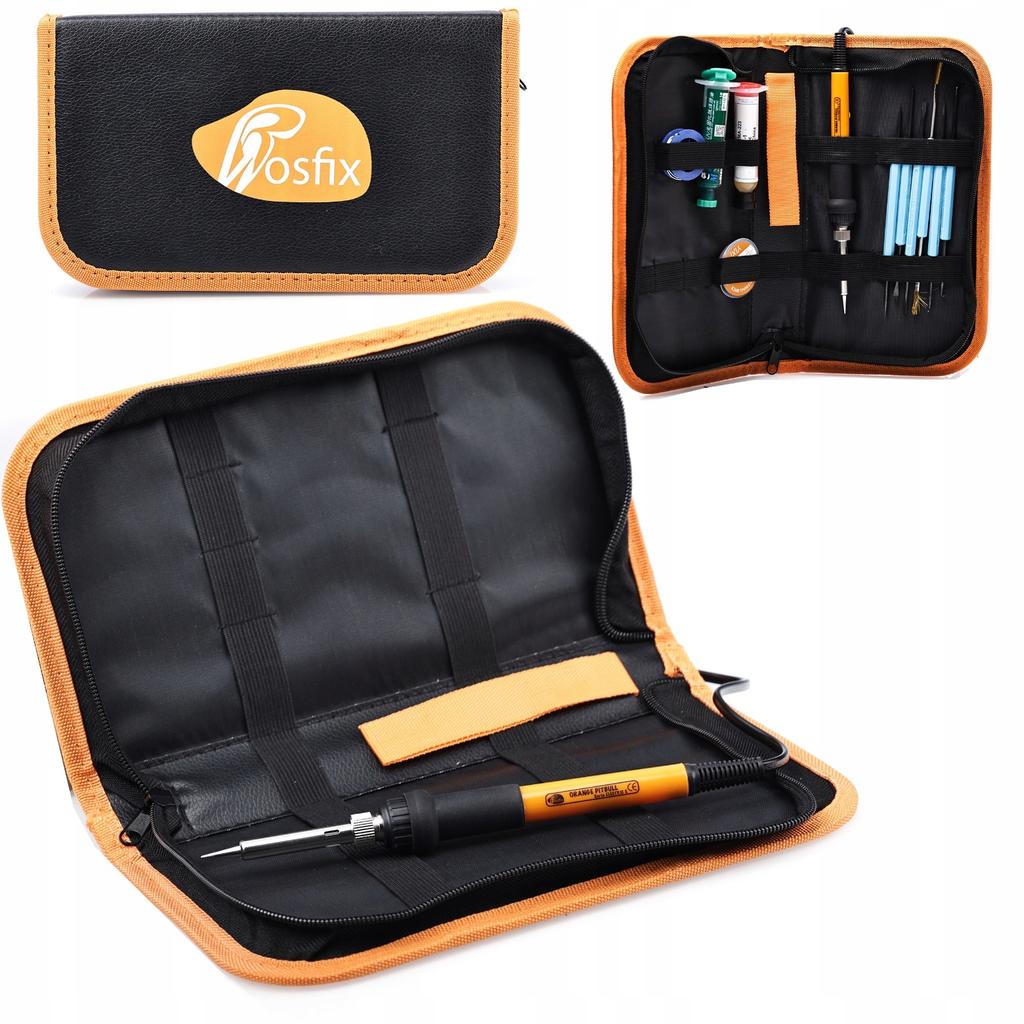 Rosfix Set Start 80W LCD 11w1 – Zestaw Lutowniczy z 6 Grotami i Odsysaczem | Zakres Temperatury 180–500°C | ESD | Organizer
