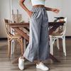 2025 Summer K-style Fashion Striped Elastic Waist Casual Versatile Pants Women's Loose Straight-leg Loose Pants Plaid