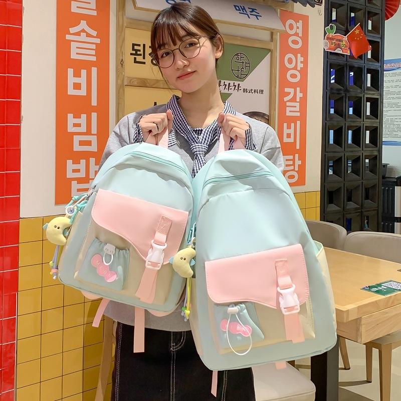 Schoolbag candy color size schoolbag cute soft girl middle school student backpack female large capacity sweet Mori casual backpack